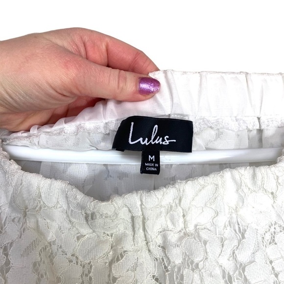 Lulu’s Ethereal View Ivory Lace Off Shoulder Top Medium - Picture 6 of 16